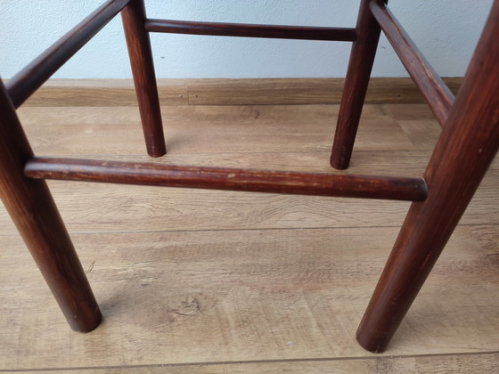 Image 1 of Tabouret vintage des années 70, style danois, en sisal tressé et bois.