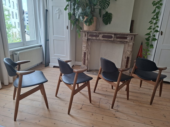 Ensemble de 4 chaises en corne de vache, style années 60 – humelfa, Chaises de salle à manger, Skai, Wood (photo 5 of 15)