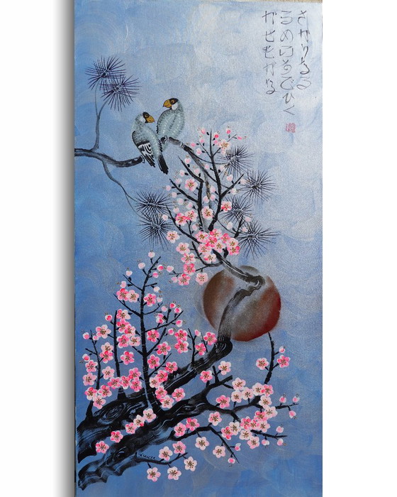 Love Birds J508 - Original Large Painting – Paintings & Drawings, Canvas (photo 10 of 12)