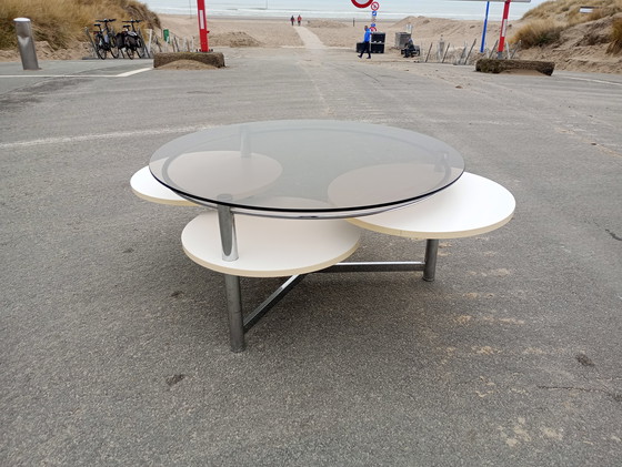 Image 1 of Space age coffee table modular chrome, smoked glass