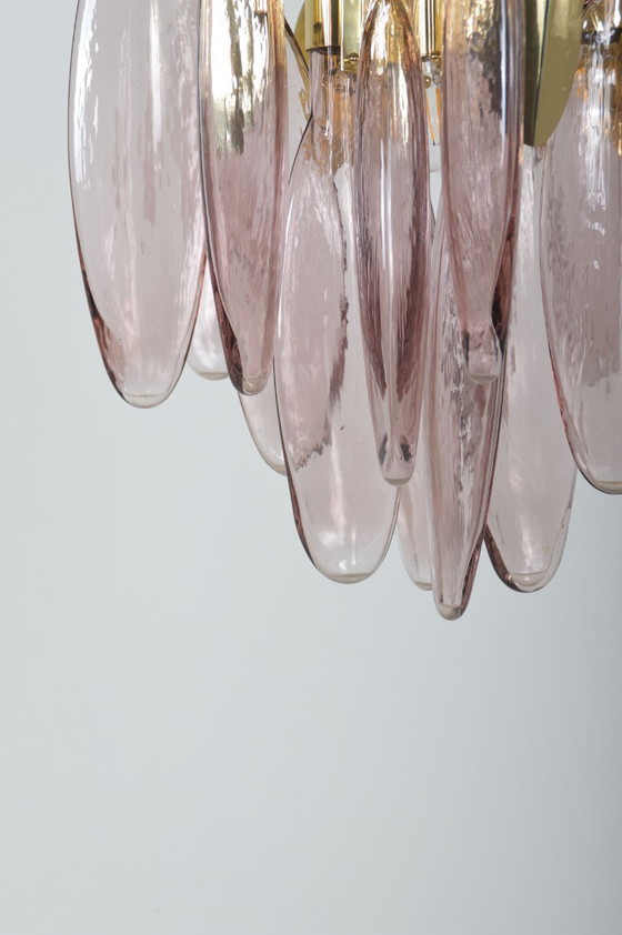 Image 1 of Lustre italien en laiton avec verre de Murano en forme de larme, années 1970