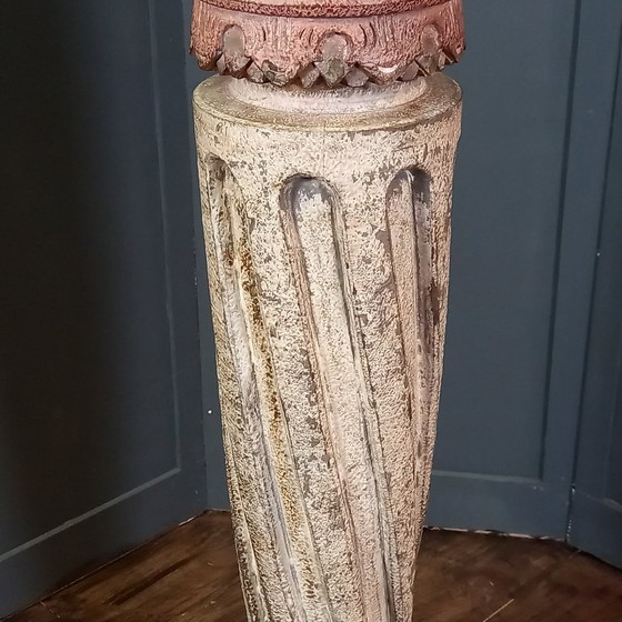 French vintage pedestal in a classic style, Column, Wood, Beige, Klassiek (photo 4 of 14)