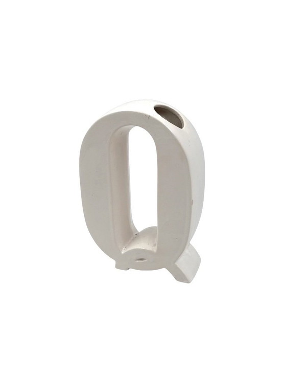 Image 1 of Space age white Q letter shaped ceramic solifleur vase, Marcel Radureau France ca. 1970