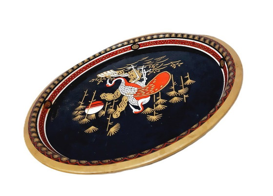 Image 1 of Vassoio da portata in latta asiatico vintage 32 cm