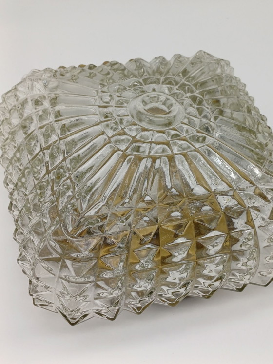 Plafoniera vintage, Illuminazione, Vetro, Metallo, Dorato (foto 8 di 10)