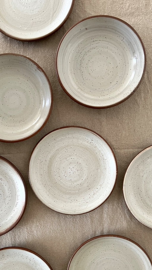 Service 8 assiettes en grès de gien, France 1970