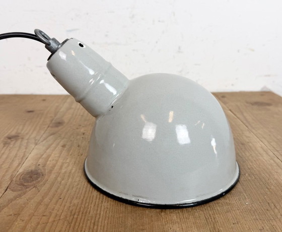 Image 1 of Industrial Grey Enamel Factory Pendant Lamp, 1960s