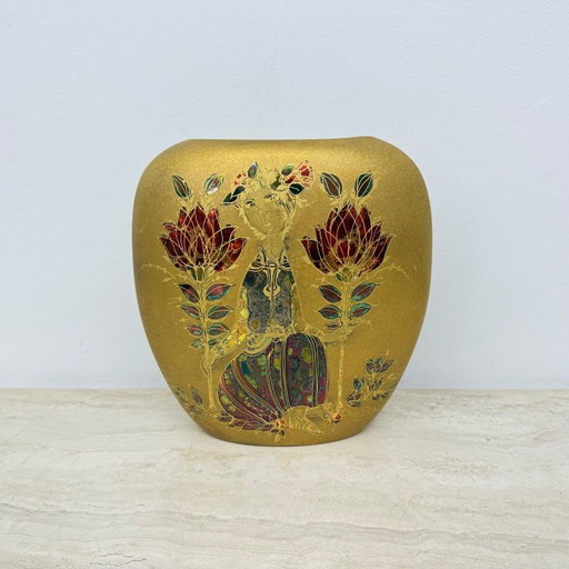 Rare vase Bjørn Wiinblad for Rosenthal gold decor , 1970's