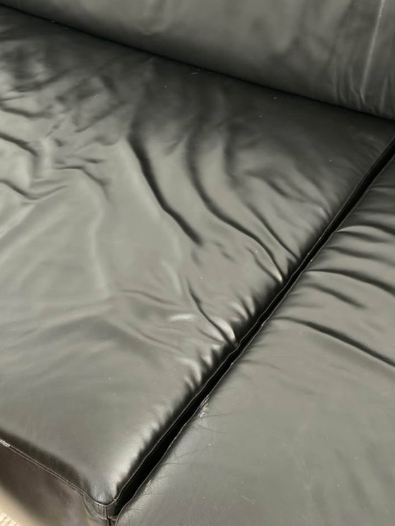Edra L'homme et la femme black leather couch, 3-5 seaters (photo 5 of 8)