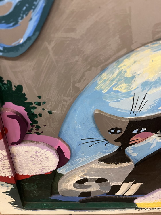 Bellissima opera d'arte di Rosina Wachtmeister, realizzata in 3D (vari strati di legno), 63 x 73 cm. – Wood (photo 3 of 9)