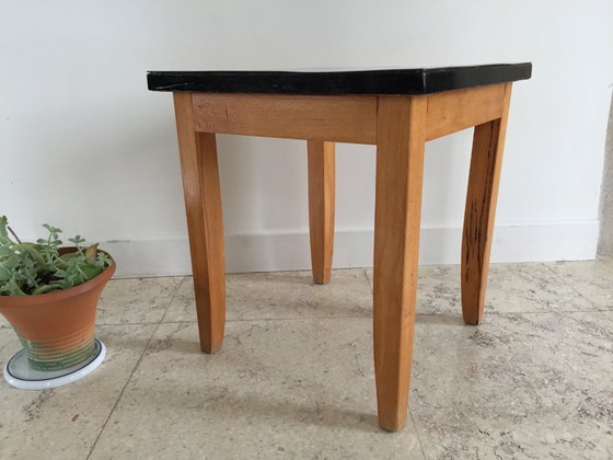 Image 1 of LOW TABOURET or LOW TABLE in FORMICA and VINTAGE wood