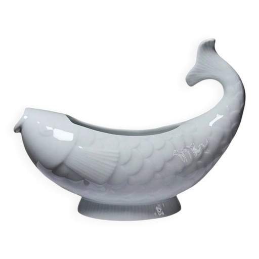 Weiße Porzellan-Sauciere Fisch Ocean Frankreich, 1970er-1980er Jahre