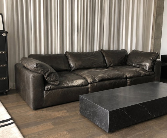 RH Black Cloud Lederen Modulaire Bank - Perfecte Staat, Restoration Hardware, 3-5 zitsbanken, Textiel, Leer (foto 5 van 7)