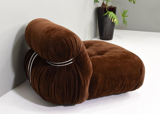 Image 1 of Silla Soriana en mohair marrón chocolate original de Tobia Scarpa para Cassina, Italia, circa 1960