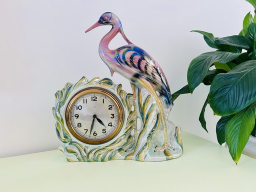 Vintage heron clock Hubert Bequet