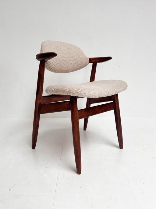 Newly upholstered cowhorn chair, 1970s