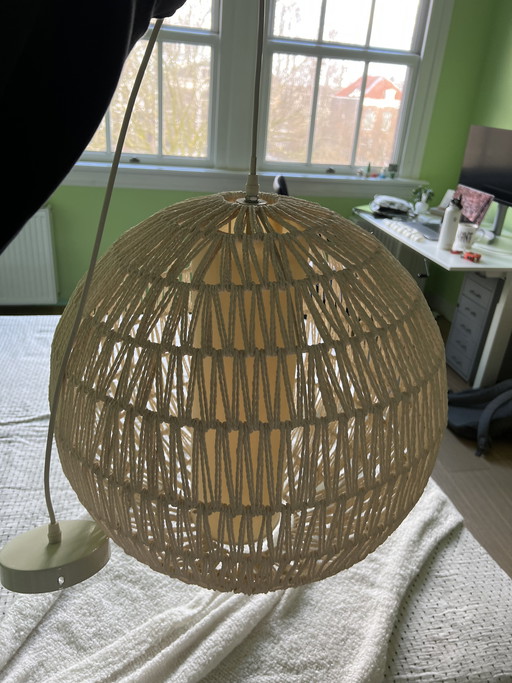 2x Grote Ronde Hanglamp – Gevlochten / Rotan Look