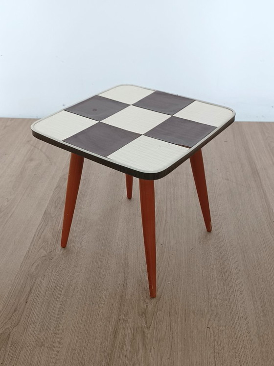 Image 1 of Sixties side table with checkered pattern