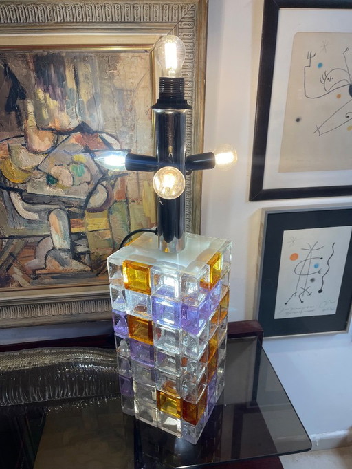 Albano Poli by Poliarte Table Lampe Glass Murano 5 bulbs XXL , Italy, 1970