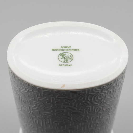 Image 1 of Rare Cuno Fischer HUTSCHENREUTHER Bisque Porcelain Vase Keith Haring Art Relief