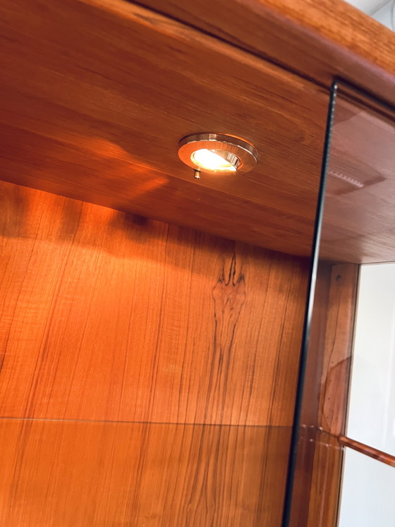 Image 1 of Vintage illuminated teak Danish display cabinet '80s