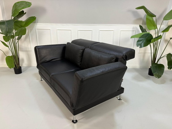 Image 1 of Brühl Moule Sofá Piel Negro Función Dormir Pieza de Exhibición