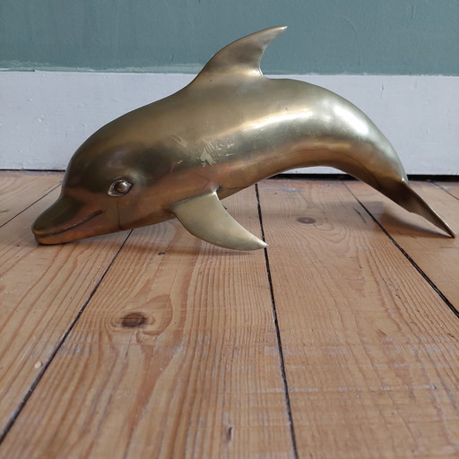 Vintage large brass dolphin