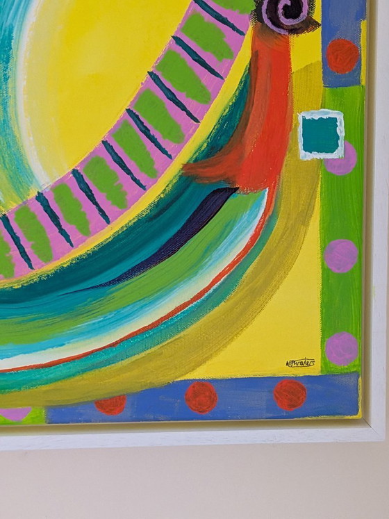 Image 1 of Nigel Waters St Ives Licht und Farbe 2 Acrylgemälde auf Leinwand gerahmt 53x53cm