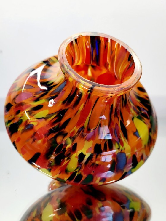 Image 1 of Art Deco spatter vaas, kralik glas, Tsjechië