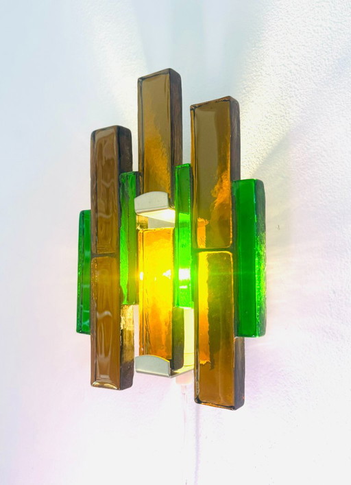Aplique de pared escultural de cristal de Svend Aage Holm-Sørensen para Holm-Sørensen & Co., Dinamarca, años 60