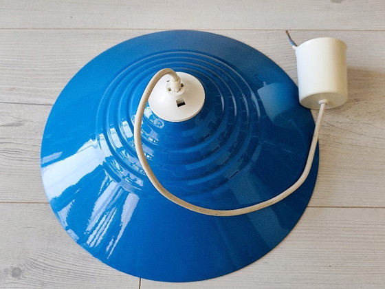 Image 1 of Blue lacquered metal pendant light