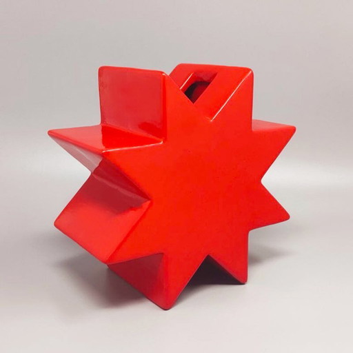 1980s Ettore Sottsass "Hsing" Red Glazed Ceramic Vase for Alessio Sarri