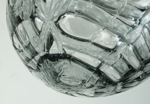 nr. 2 van 2 - elegante mid century hanglamp doria-leuchten helder en rookgrijs glas en metaal 60s 70s hanglamp