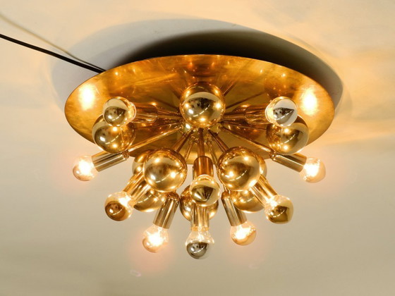 Image 1 of Original 1970s large Cosack Sputnik Space Age ceiling lamp in brass color