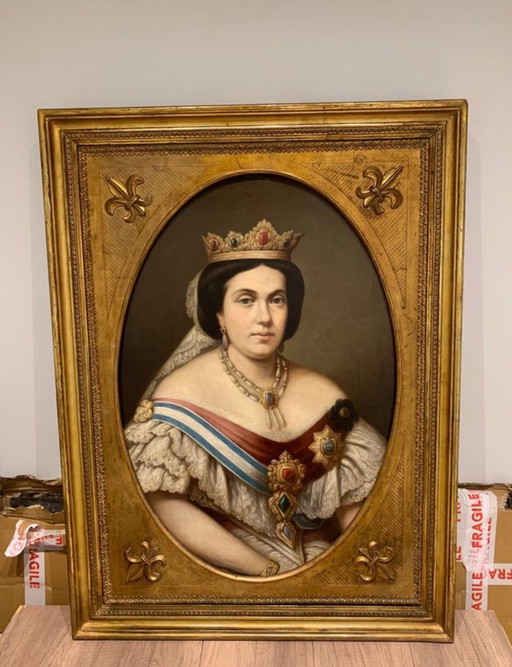 Porträt Isabel Ii von Spanien. Xix Siecle.