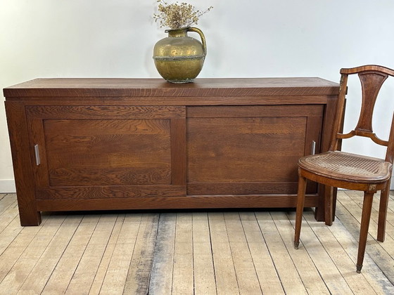 Image 1 of Brutalist sideboard in solid oak, 1990s
