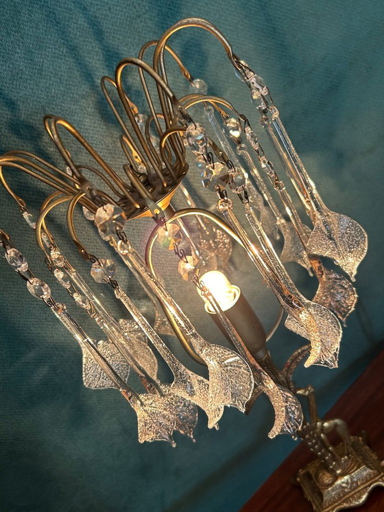 Image 1 of Vintage Crystal Table Lamp Giraffe With Palm Tree