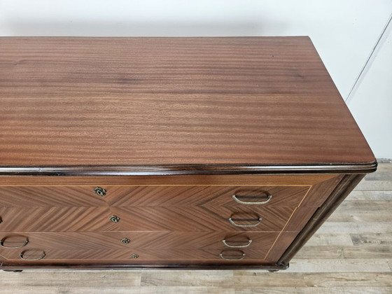 Image 1 of Cómoda de los años 80 en nogal, palisandro y arce.