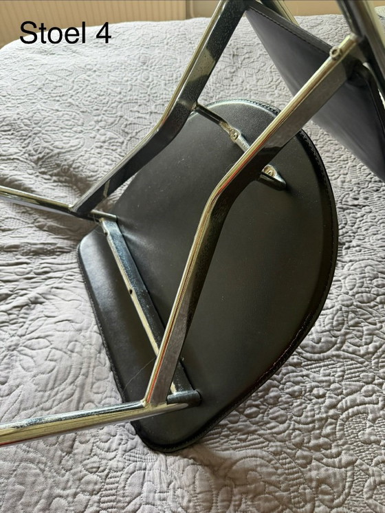 Fasem - Gualtierotti/Vegni - 4 sedie da pranzo in pelle nera – Leather, Metal (photo 13 of 13)