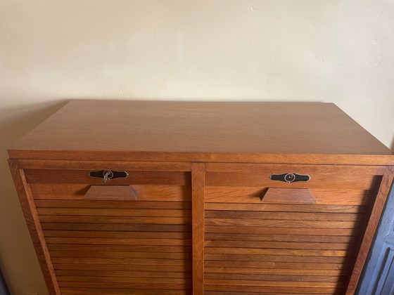 Image 1 of Armario con persiana enrollable Archivador Mueble para música Años 60 Francés