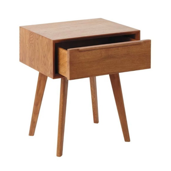 Image 1 of Portobello - Massief eikenhouten vintage nachtkastje met 1 lade