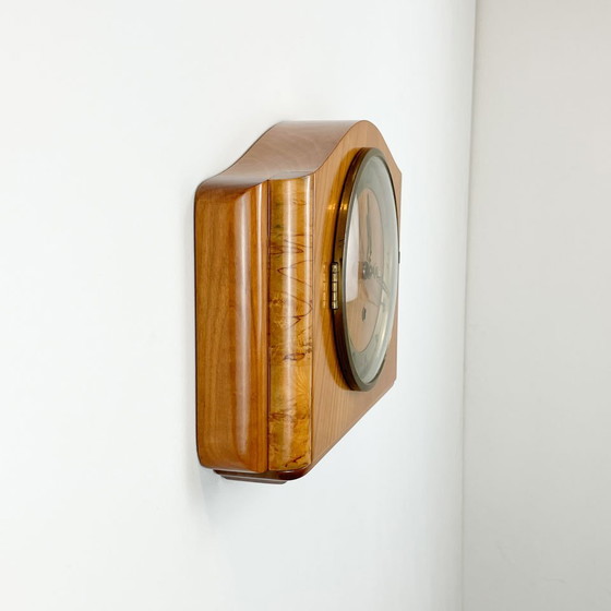 Image 1 of Wall clock, beech and flamed birch, 1960s