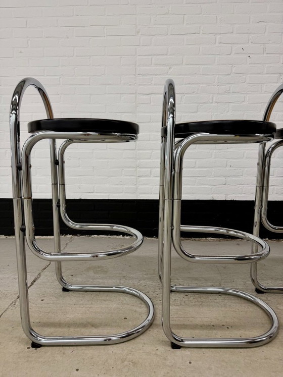 4 Vintage Italy Chrome Barstools – Barkrukken, Metal (photo 16 of 21)