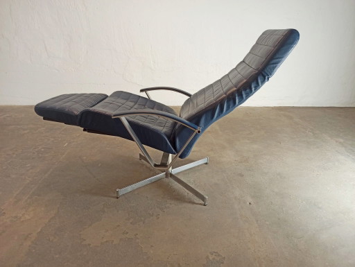 Vintage Leather Swivel Recliner Armchair – fauteuils, Metal