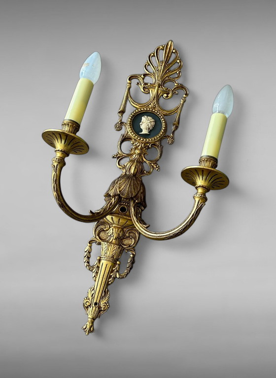 Image 1 of Lampada da parete in stile impero antico vintage in bronzo Art Déco