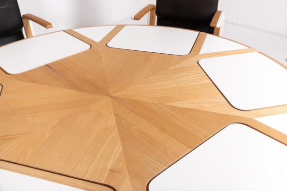 Image 1 of Unique Danish Design table with fixed armchairs from Peter Karpf, 1980’s