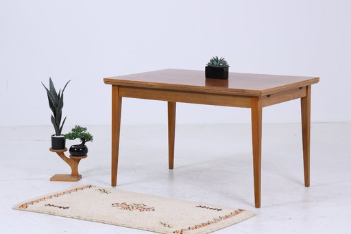 Vintage kitchen table from the 60s | Mid - Century dining table table retro 70s wood extendable #05-13