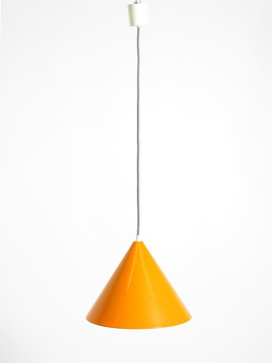 Image 1 of Original 1970s orange metal pendant lamp by Louis Poulsen model Billiard
