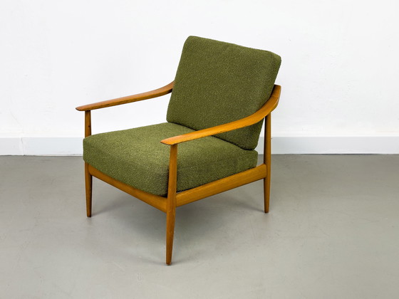 Image 1 of Chaise Lounge En Teck Et Bouclé Par Knoll Antimott, 1960S