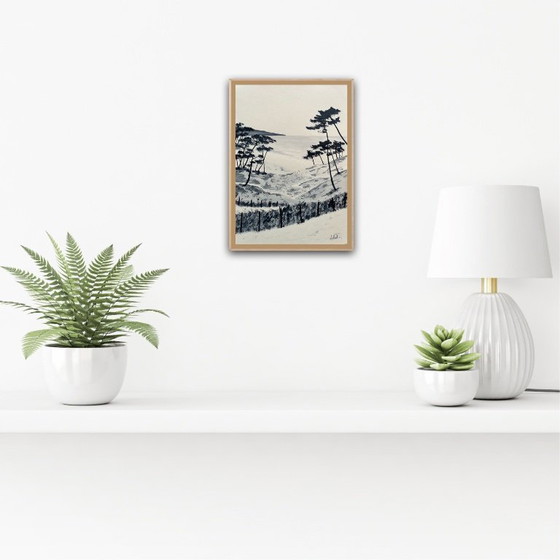 Image 1 of Ink on natural paper, framed. 30x21cm